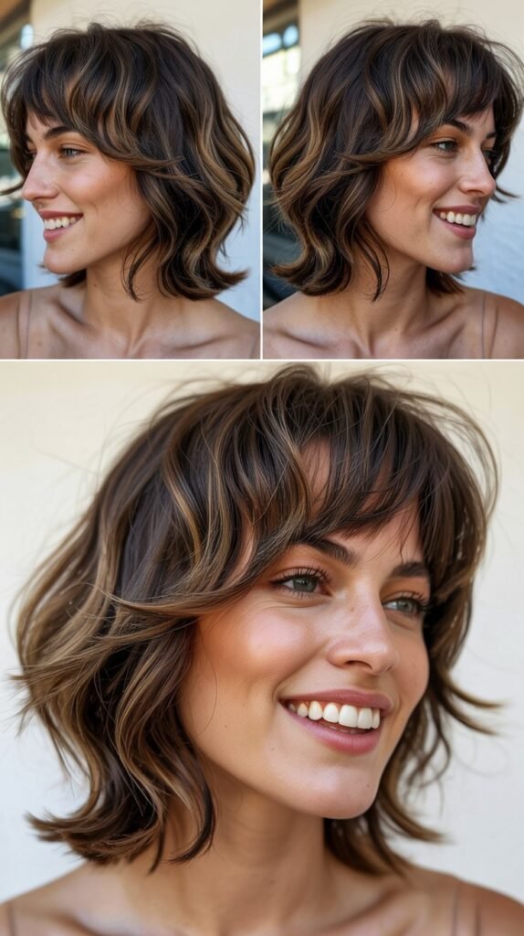 Medium Cut with Edgy Razored Bangs