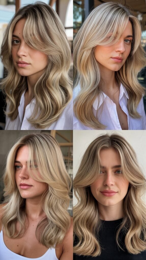 Moonstone Blonde Midi with Curved Curtain Bangs