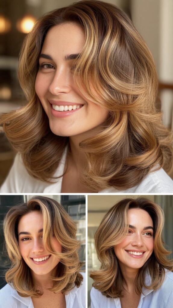 Caramel Blonde with Curved Layers