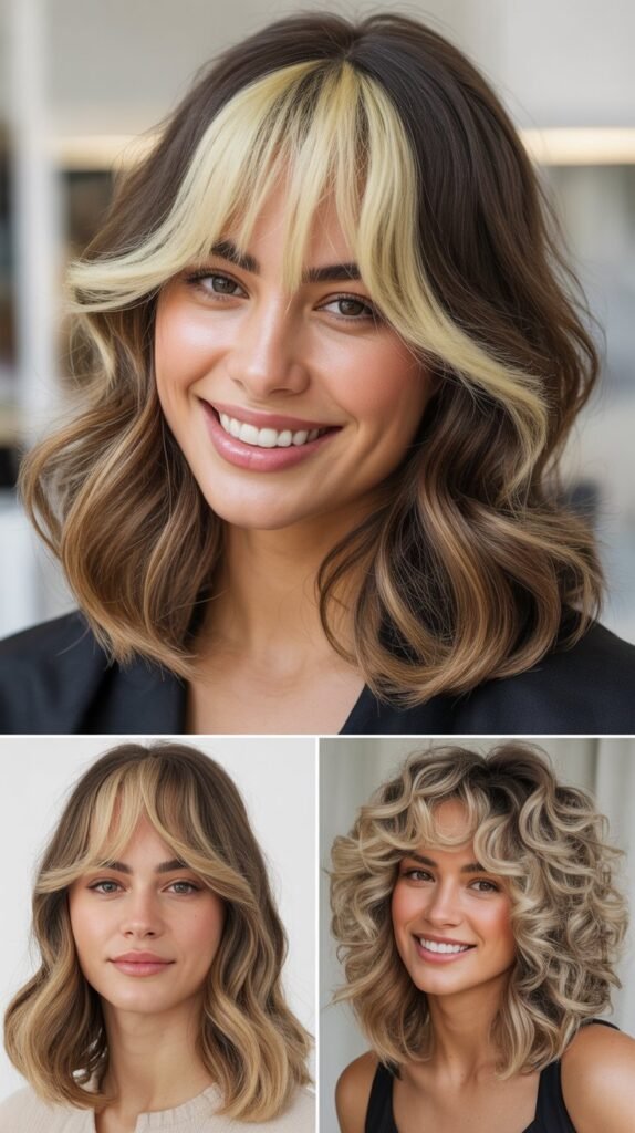 Curtain Bangs with Money Piece Layers