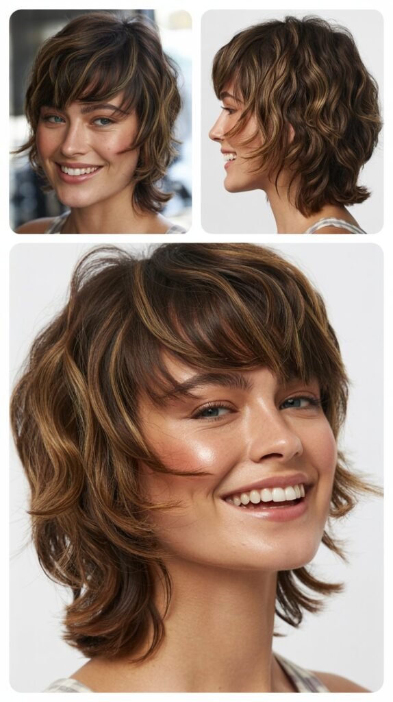Textured Shag with Long Swooping Side Bangs