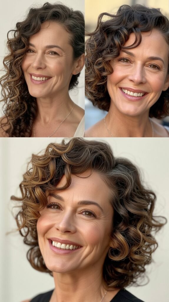  Curly Hair with a Deep Side Part