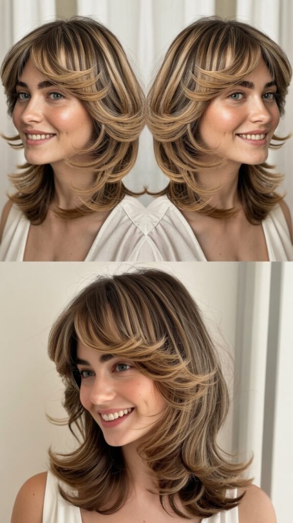 Butterfly Layers with Sweeping Curtain Bangs