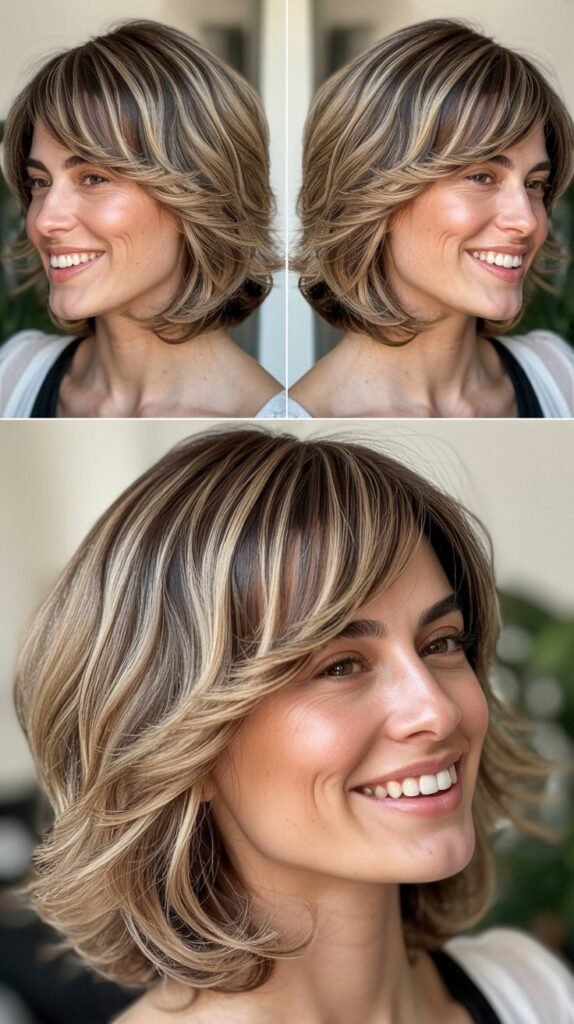 . Layered Shag with Curtain Side Bangs