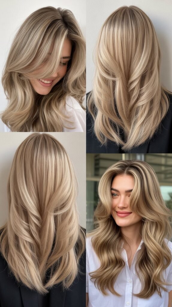 Beige Blonde with V-Shaped Layers