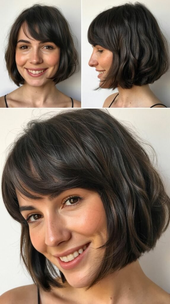 Blunt Cut Bob with Wispy Side Bangs