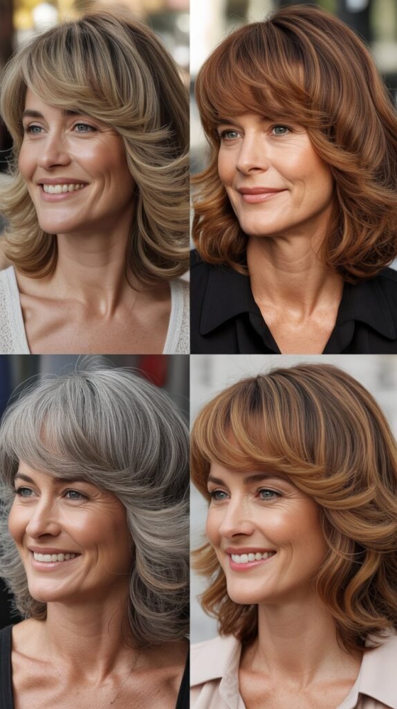 . Voluminous Rounded Bangs with Curled Ends