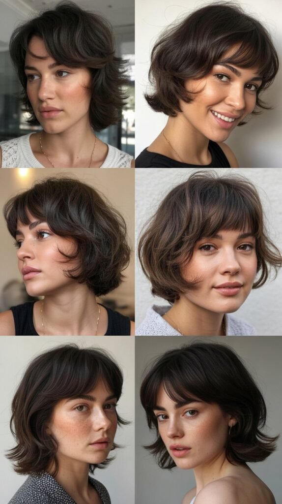  Layered Medium Cut With Diagonal Bangs