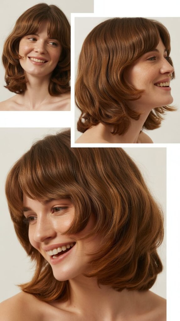 Classic Soft Layers with Center-Parted Curtain Bangs