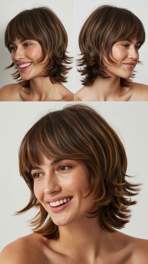Razor-Cut Layers with Piecey Curtain Bangs