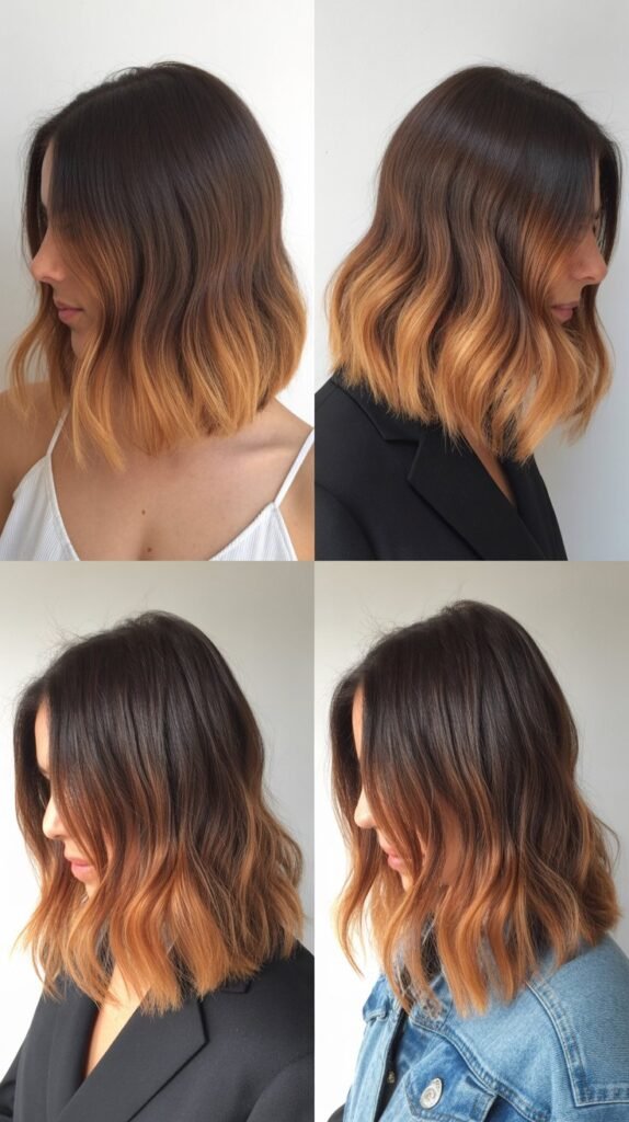  Blunt Lob With Sunset Balayage