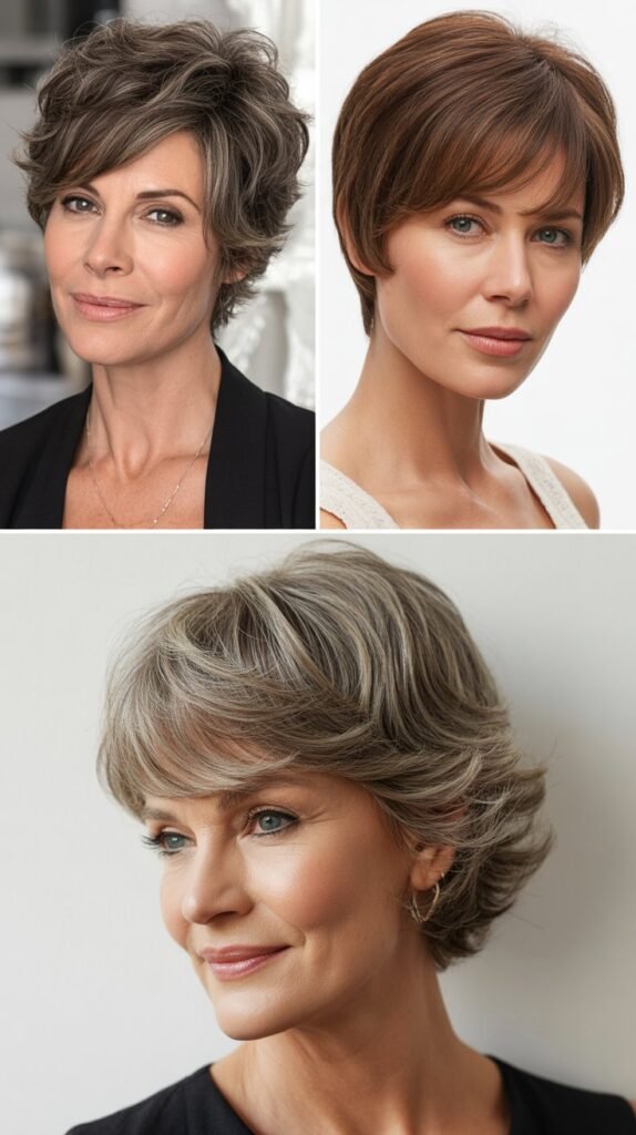 Textured Pixie Cut with Long Bangs