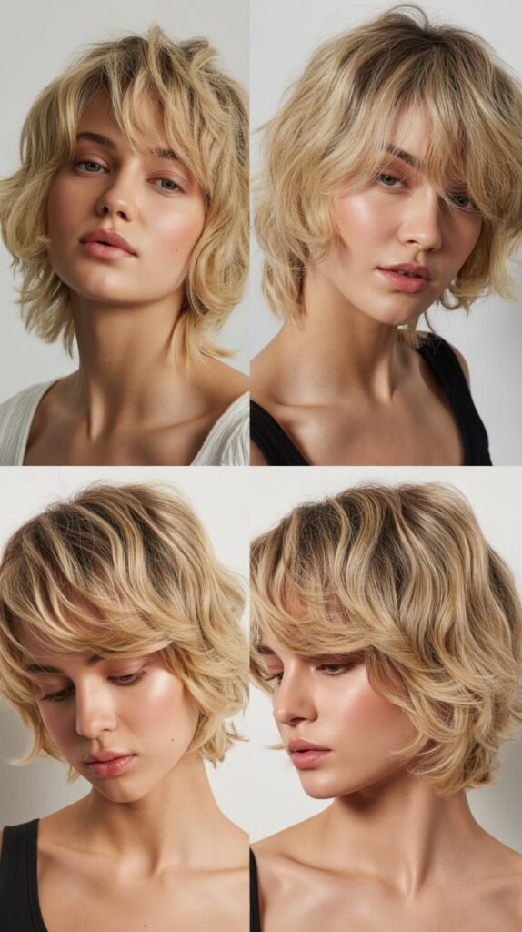  Ash Blonde Shag with Piecey Side Bangs