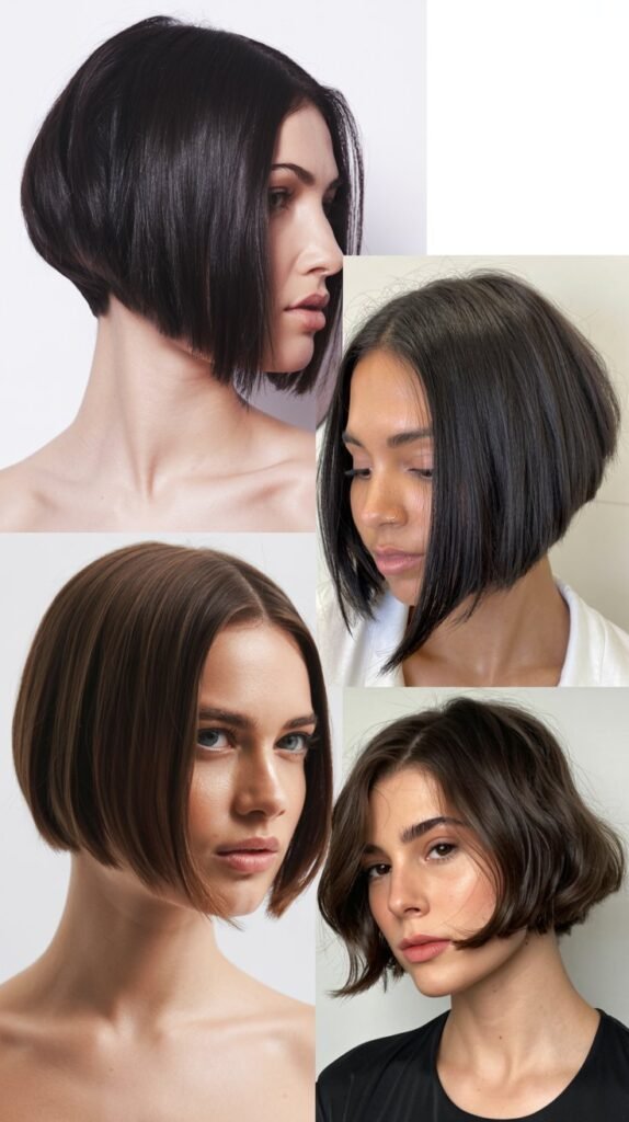 Asymmetrical Angled Bob with Deep Side Part