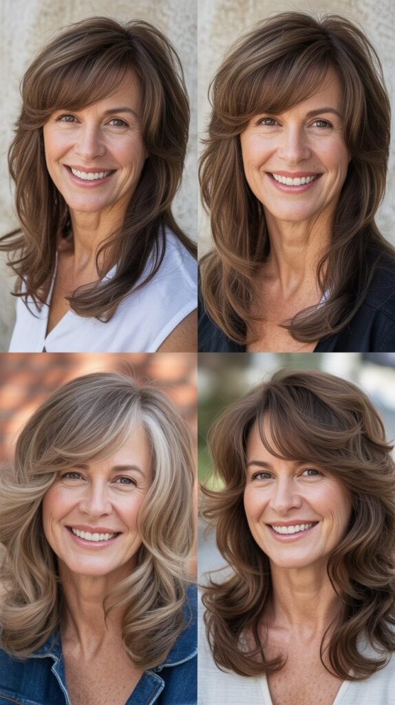  Long Shag with Side-Swept Curtain Bangs