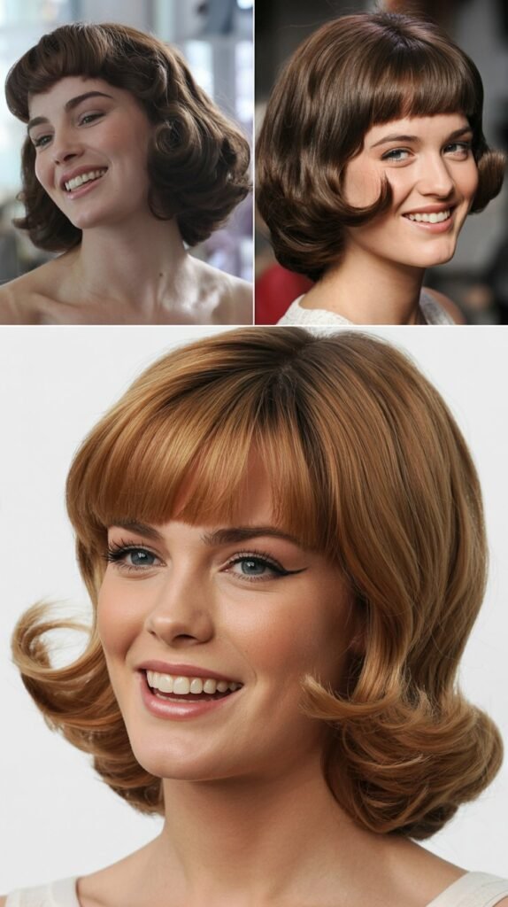 Retro-Inspired Flipped Ends with Full Bangs