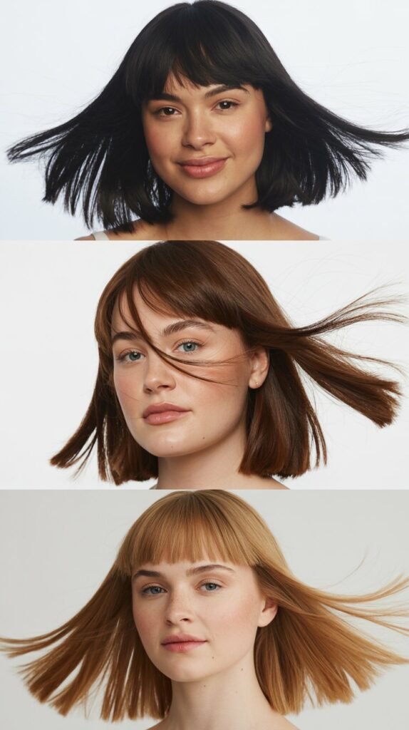Sleek Straight Cut with Dramatic Side-Swept Bangs
