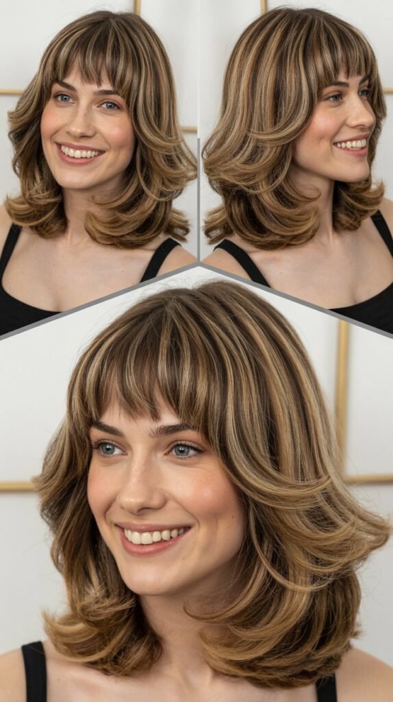 Classic Curtain Bangs with Volumized Layers