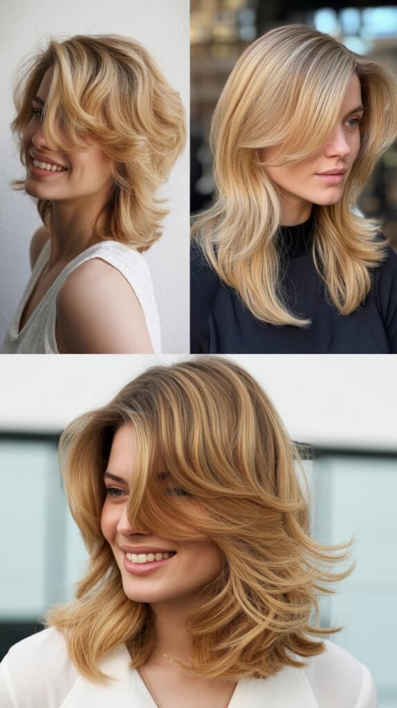 Biscuit Blonde with Asymmetrical Layers