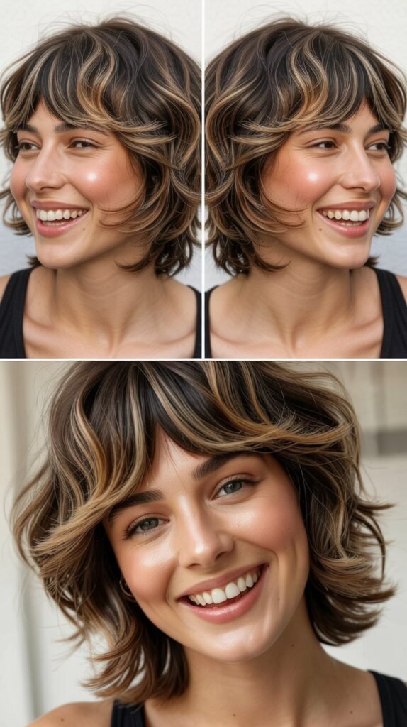 Layered Shag with Bottleneck Bangs