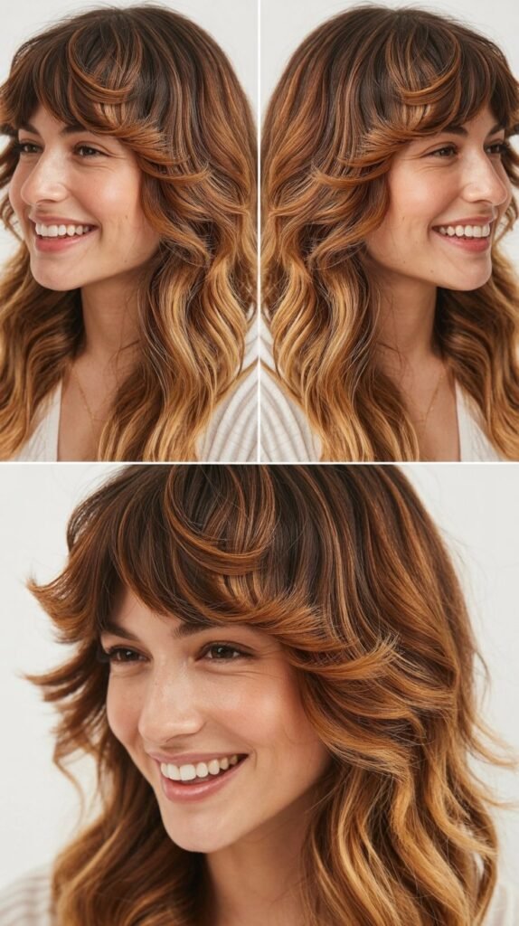  Piece-y Bangs with Honey Caramel Balayage