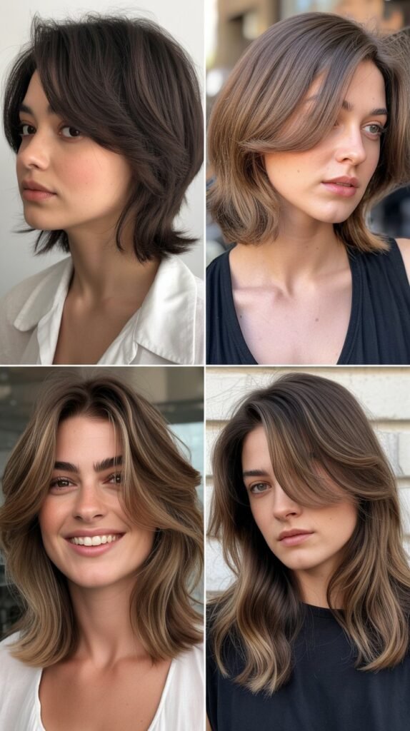  Layered Lob with Swoopy Bangs