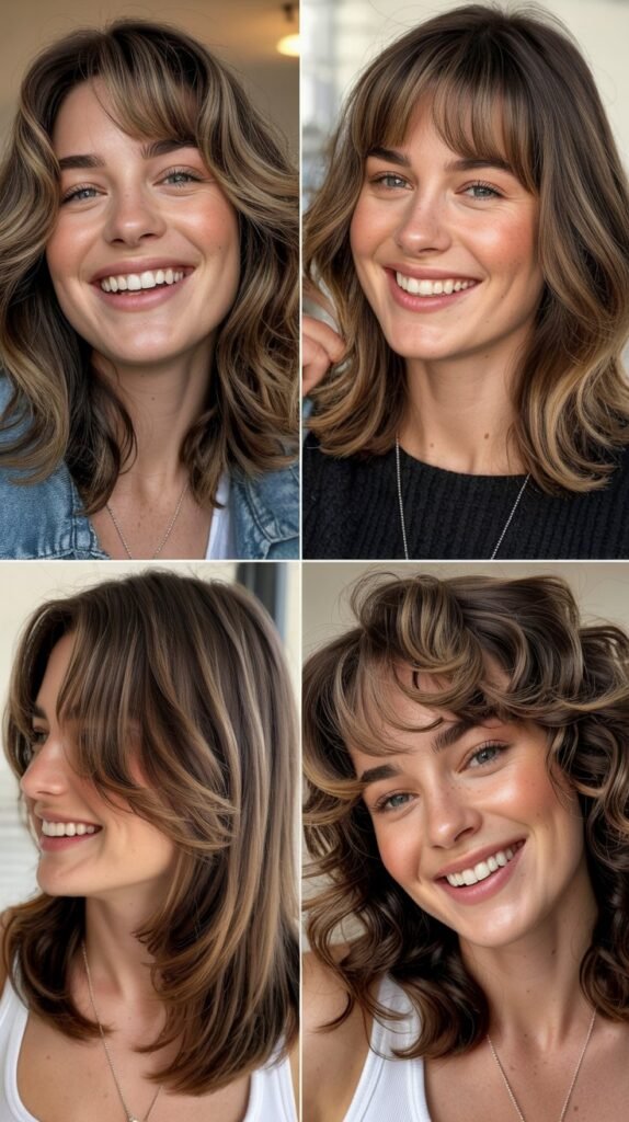  Natural Texture Medium Cut with Curtain Bangs