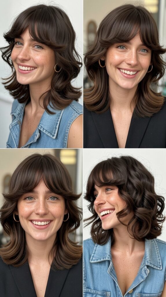 Medium Cut with Curtain Bangs and Hidden Layers