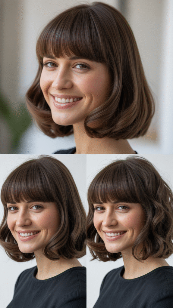 Voluminous Bob with Long Layered Bangs