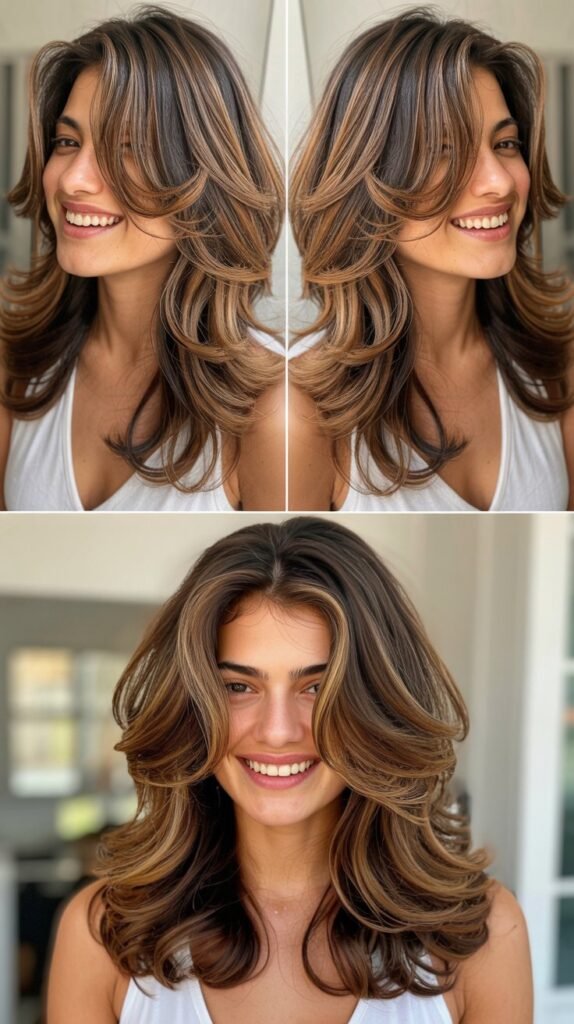 Long Layered Waves with Face-Framing Pieces