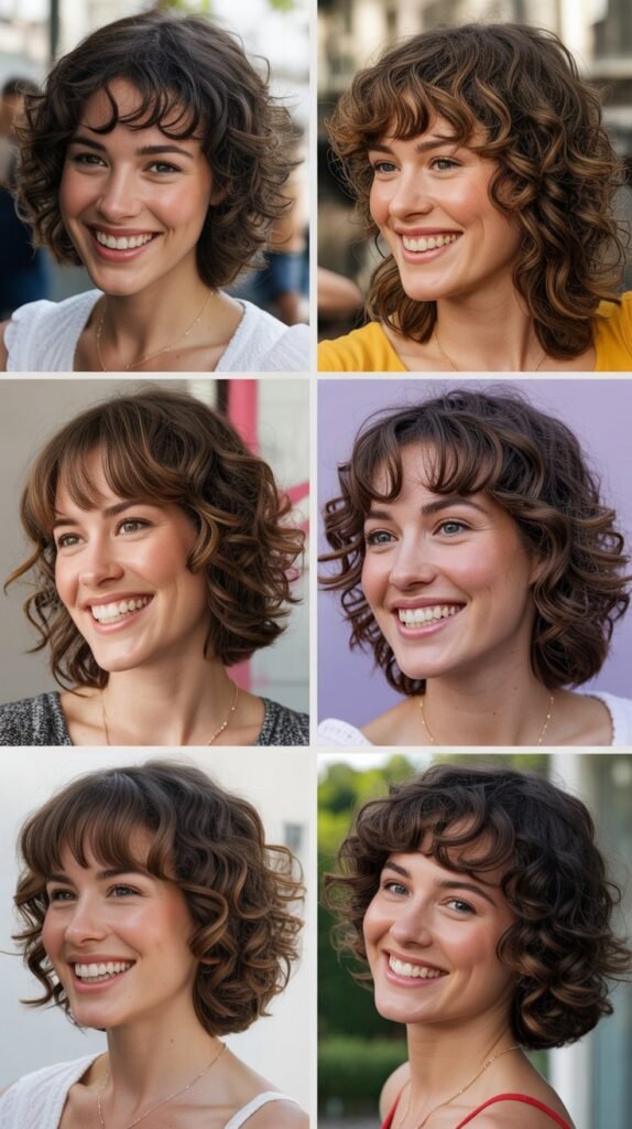Curly Bob with Long Curly Bangs