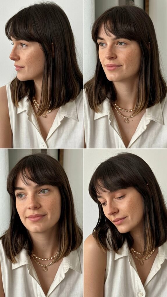  Baby Bangs with Medium Straight Hair