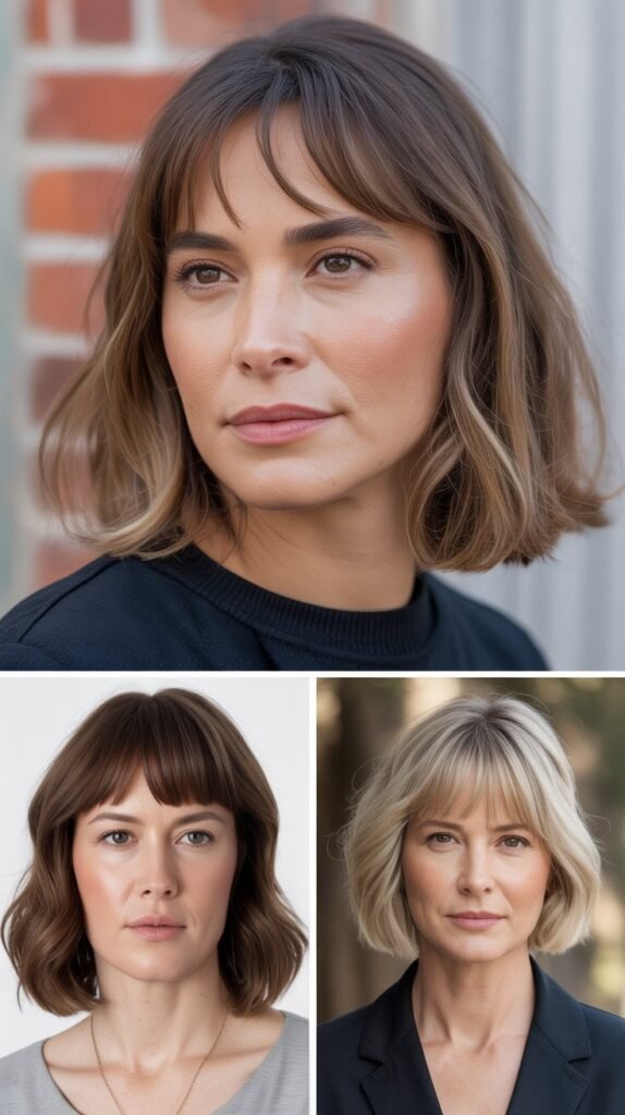 Blunt Lob with Baby Bangs