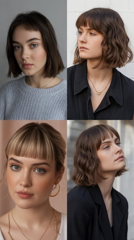 Blunt Lob with Baby Bangs