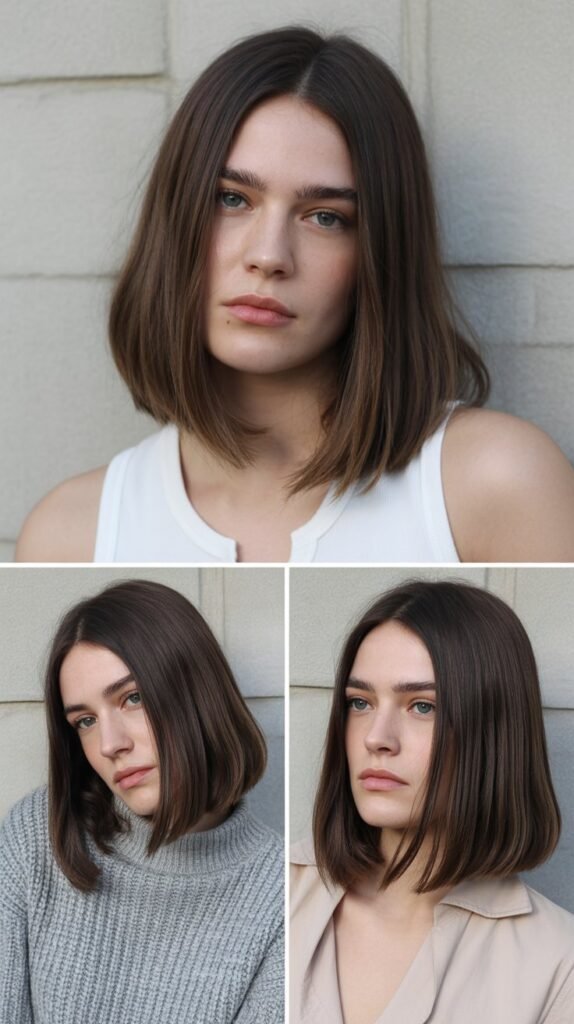 Blunt Long Bob with Center Part