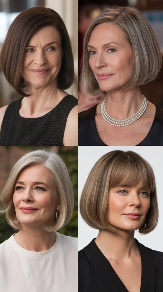 39. Sleek Bob with Middle Part