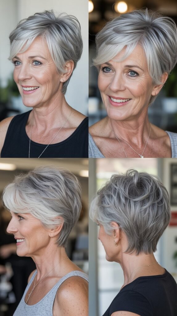 15. Layered Pixie with Swept-Back Front