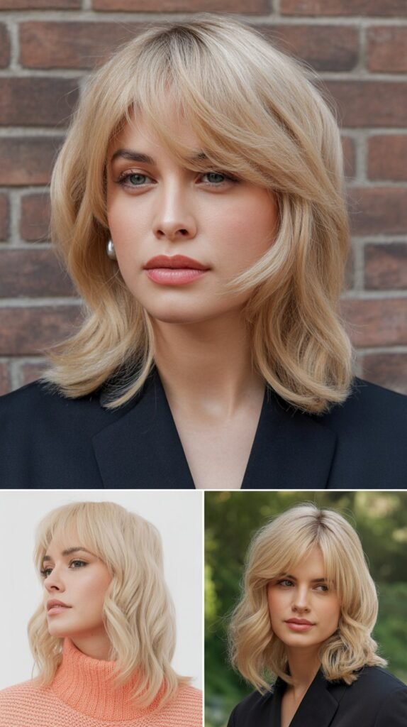  Champagne Blonde with Feathered Side Bangs