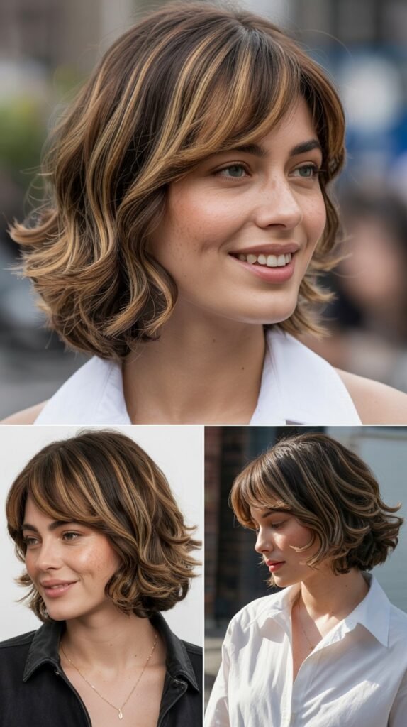 Classic Side-Swept Bangs with Layered Lob