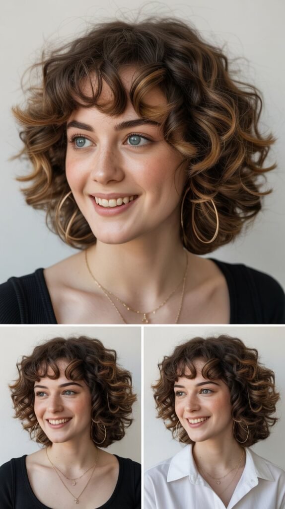 Curly Fringed Bob Styling