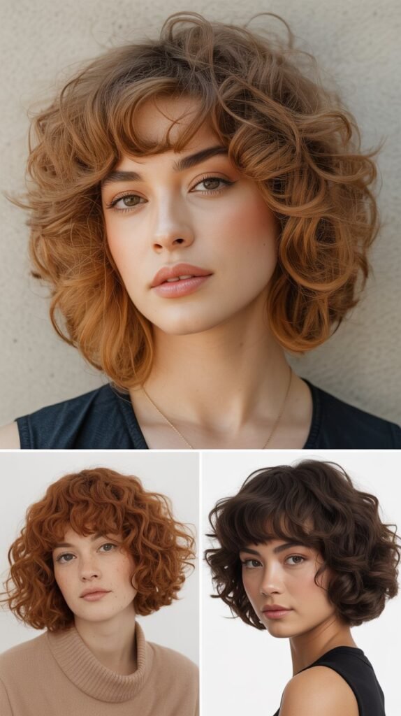 Curly Lob with Curly Bangs