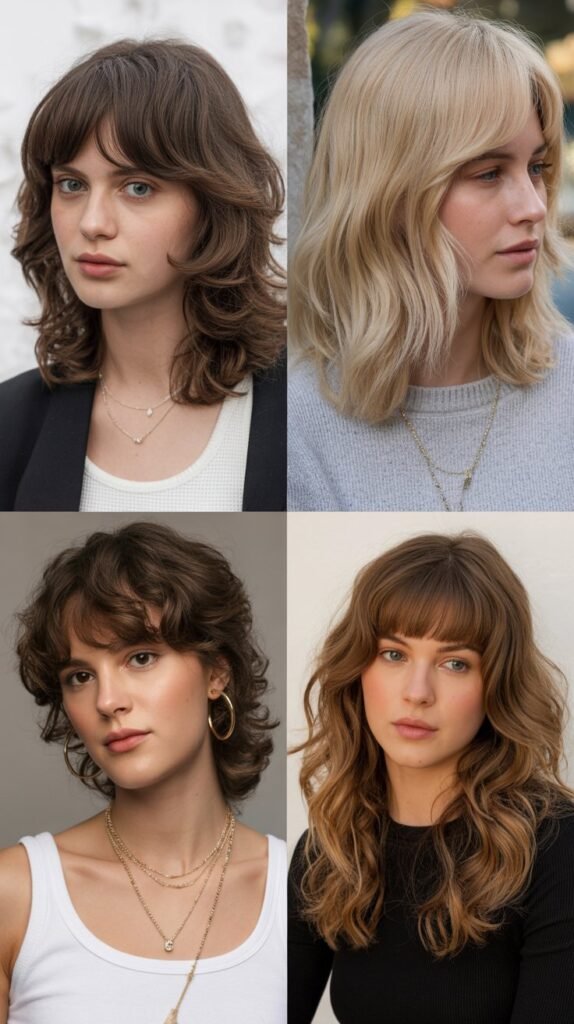 Curtain Bangs with Beachy Textured Waves