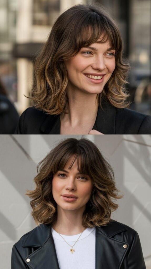 Curtain Bangs with Face-Framing Layers