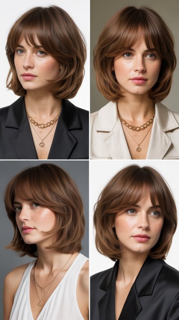  Feathered Bangs with Layered Bob