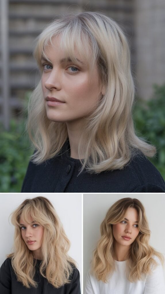 Flaxen Blonde with Graduated Side Bangs