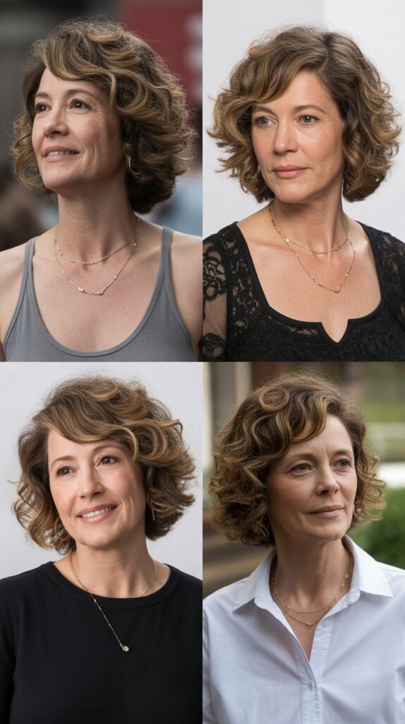 Shoulder-Length Layered Curly Bob