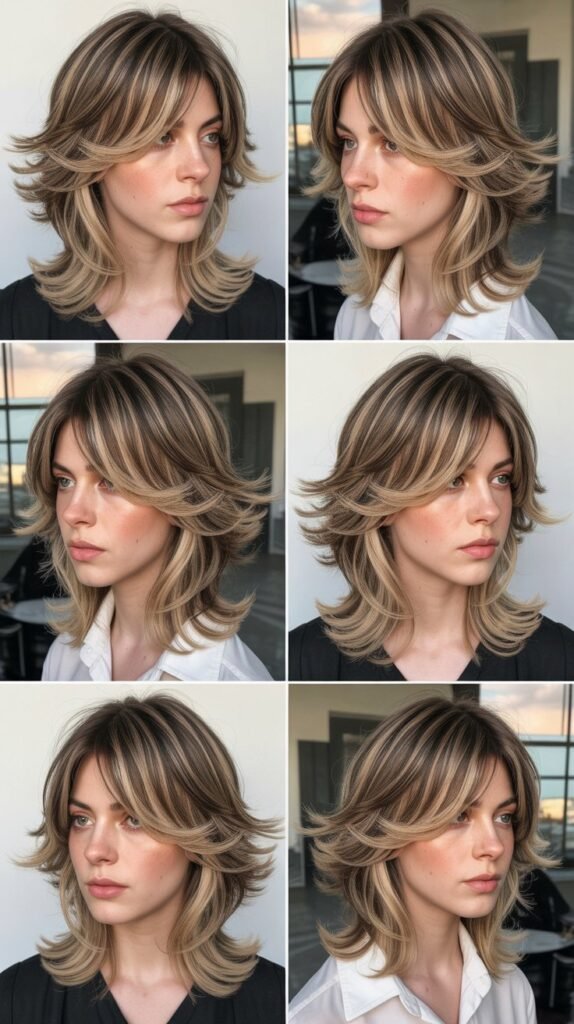 30. Balayage Wolf Cut with Dimension
