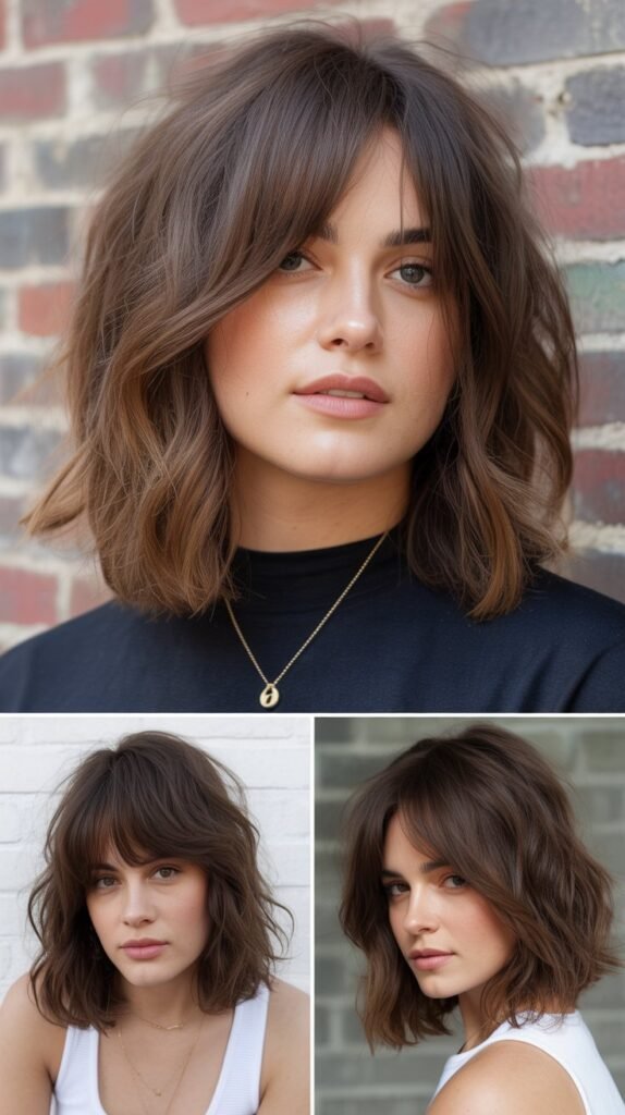 Layered Lob with Choppy Bangs