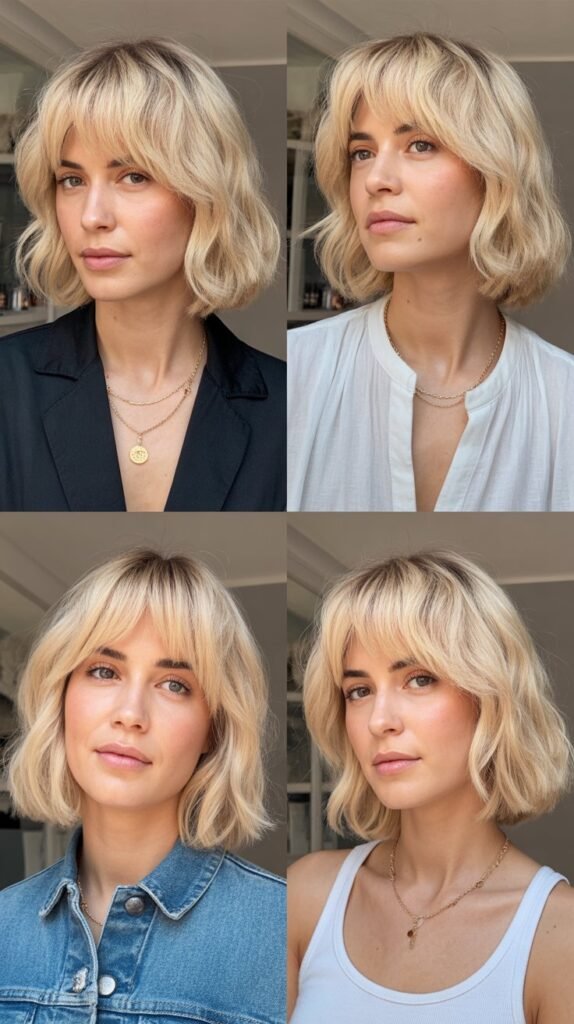  Lived-In Blonde Lob with Grown-Out Curtain Bangs