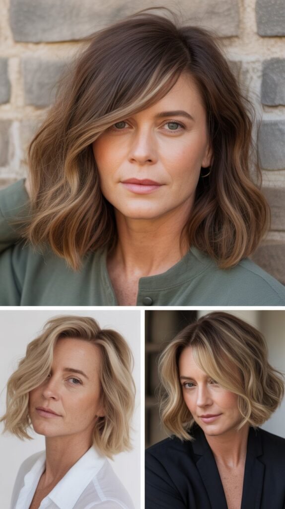  Lob with Side-Swept Bangs